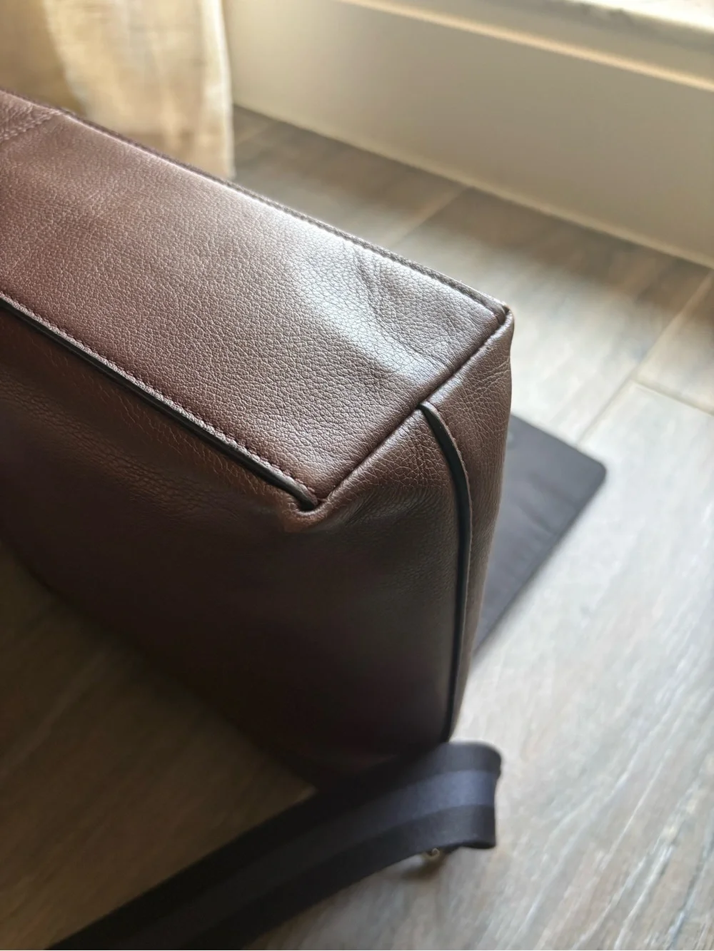 Coach Men's Chocolate Brown Leather Messenger Bag with Black Strap